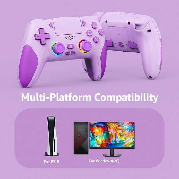 Rebelduck Wireless RGB Controller Compatible with P5/P5 Pro/P5 Slim with Dual Vibration & Six-Axis Sensor