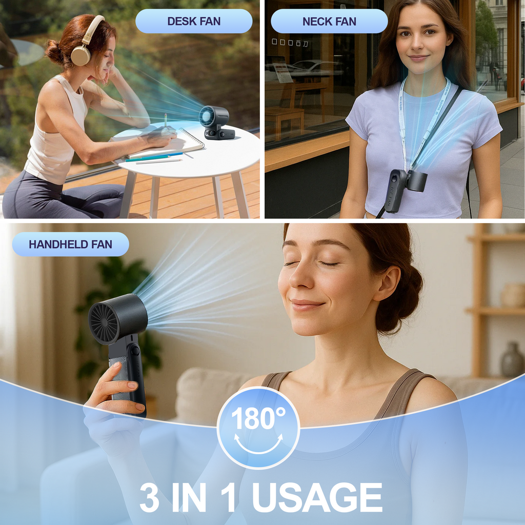 Rebelduck Portable Handheld Turbo Fan with Ice Cooler Technology – 199-Speed High-Speed Cooling Fan Up to 44 Working Hours Type-C Fast Charge Ultra-Quiet & Lightweight, Gray