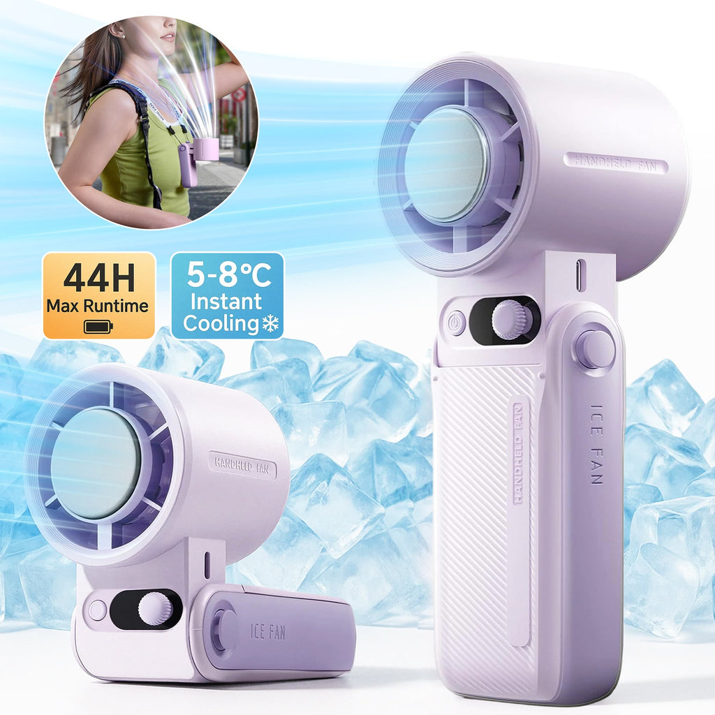 Rebelduck Portable Handheld Turbo Fan with Ice Cooler Technology – 199-Speed High-Speed Cooling Fan Up to 44 Working Hours Type-C Fast Charge Ultra-Quiet & Lightweight, Purple