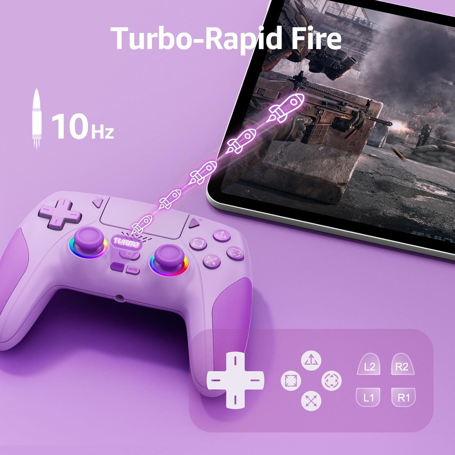 Rebelduck Wireless RGB Controller Compatible with P5/P5 Pro/P5 Slim with Dual Vibration & Six-Axis Sensor