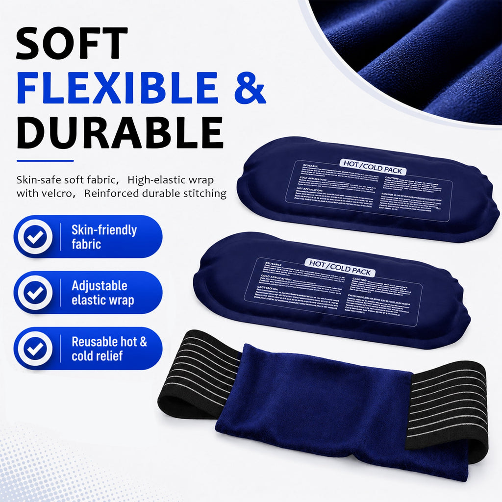 Ice Pack (3-Piece Set) – Reusable Hot and Cold Therapy Gel Wrap Support Injury Recovery, Alleviate Joint and Muscle Pain – Rotator Cuff, Knees, Back & More