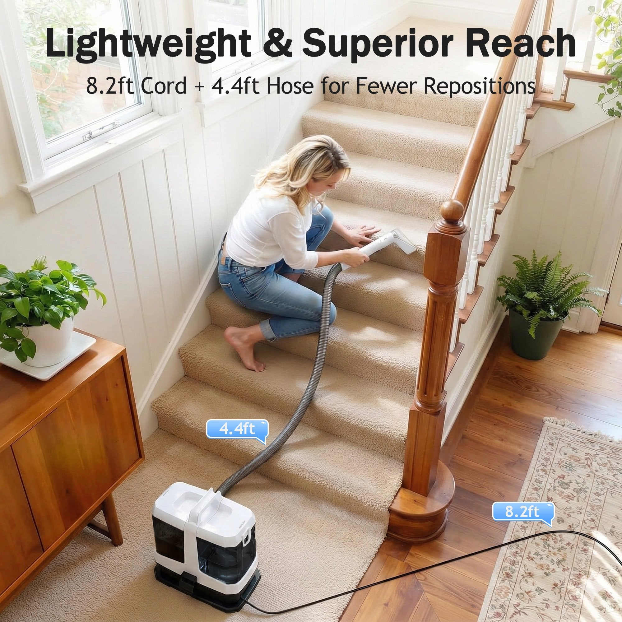 Rebelduck Portable Carpet and Upholstery Spot Cleaner Machine, 20Kpa Powerful Suction Lightweight Compact Design, Deep Clean for Car, Home