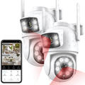 Rebelduck 2Pack 4K Indoor/Outdoor Smart Security Camera, 2.4G&5G WiFi with Night Vision, Dual-Screen Display, 2-Way Talk, Human Detection, Motion Tracking, Cloud & SD Card