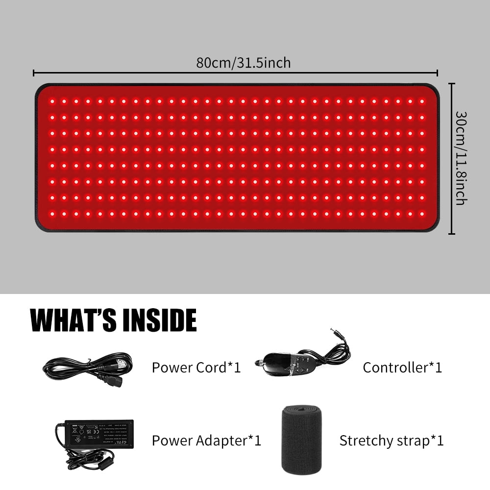 31.5'' X 11.8'' Large LED Red Light Therapy Mat | 660nm Red & 850nm Near Infrared Light Therapy Pad Wearable Wrap for Full Body Daily Care at Home