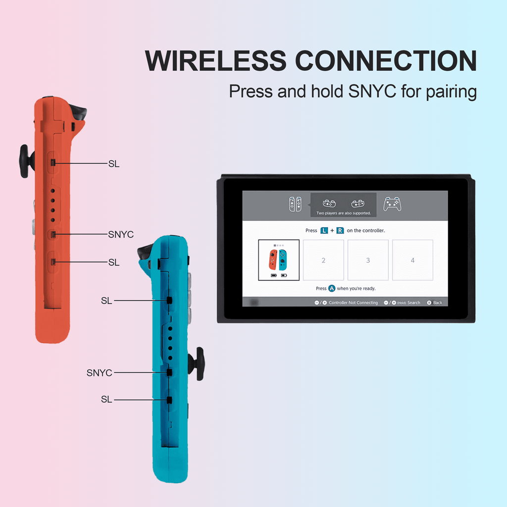 Rebelduck Wireless Switch Controllers Compatible With OLED/Lite, Support Wake-up and 6-Axis Gyro With Wrist Straps (Red and Blue)