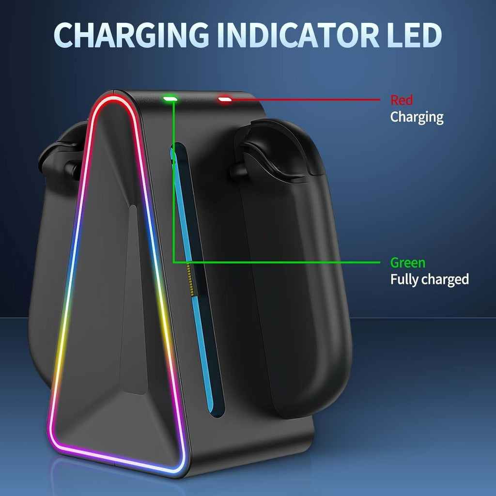 Rebelduck Charging Dock for Nintendo Switch 2 Joy‑Con, 4‑in‑1 Magnetic Fast Charging Station with RGB Lights, Dual‑Direction Charging, Weighted Base & LED Indicators – Compatible with Switch 2 Controllers