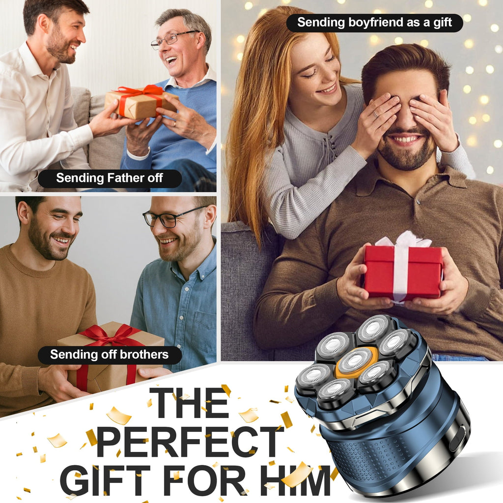 Rebelduck Head Shaver for Bald Men: Electric Bald Razor -IPX7 Wet & Dry Shaving- 7 Floating Heads for Ultimate Comfort - Rechargeable Grooming Kit for Scalp/Face/Beard -Ergonomic Grip