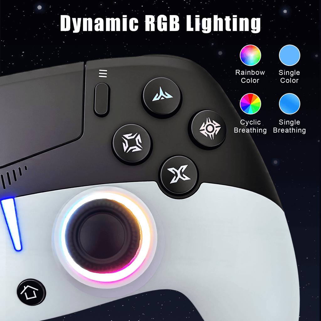 Rebelduck Wireless RGB Controller Compatible with P5/P5 Pro/P5 Slim with Dual Vibration & Six-Axis Sensor