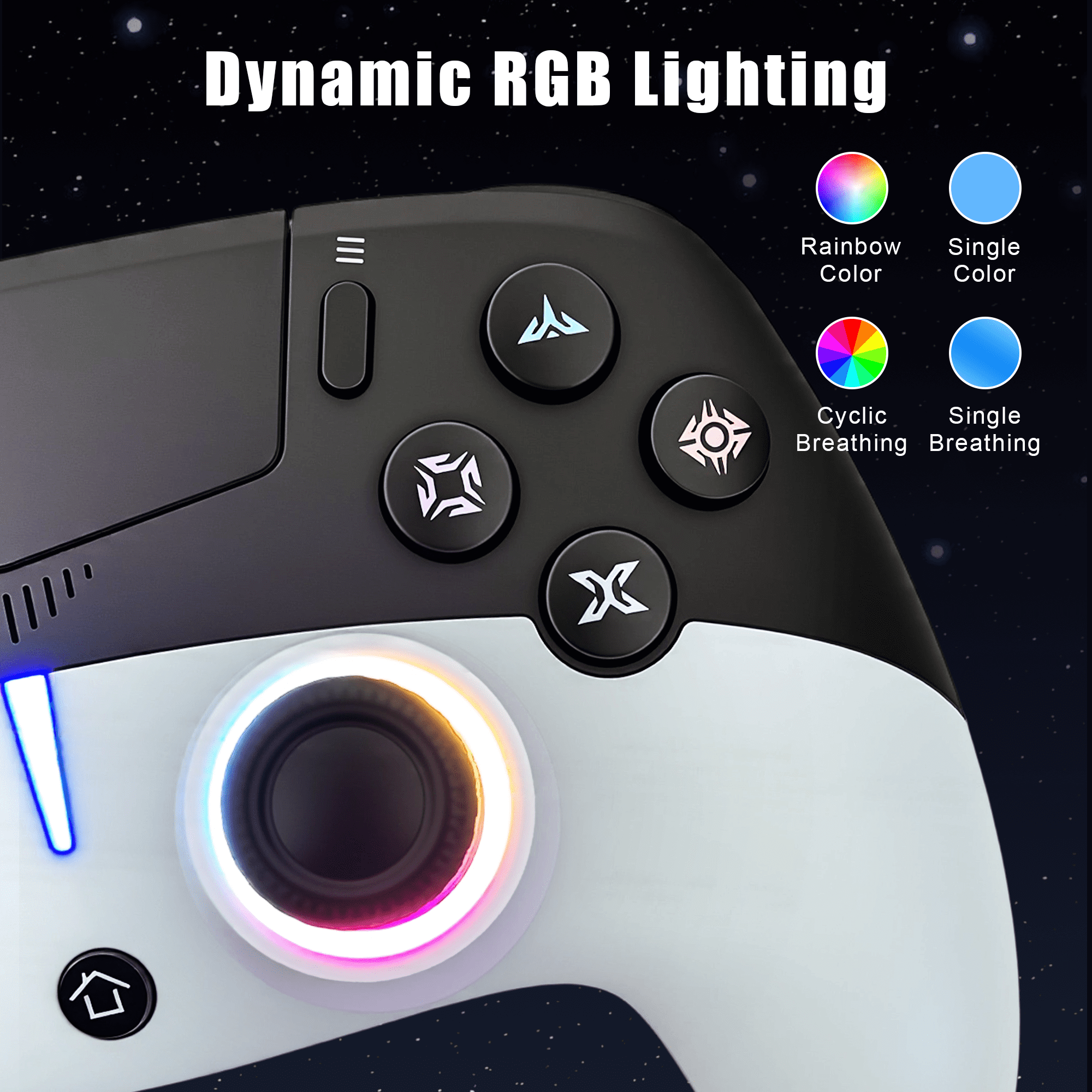 Rebelduck Wireless RGB Controller Compatible with P5/P5 Pro/P5 Slim with Dual Vibration & Six-Axis Sensor