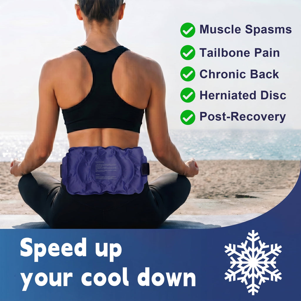 Rebelduck Ice Pack for Injuries Reusable Gel for Lower Back, Cold Packs for Back Shoulder, Elbow, Hip, Leg, Wrap Around Entire Knee, Soft Cold Compress,16 × 9" Navy