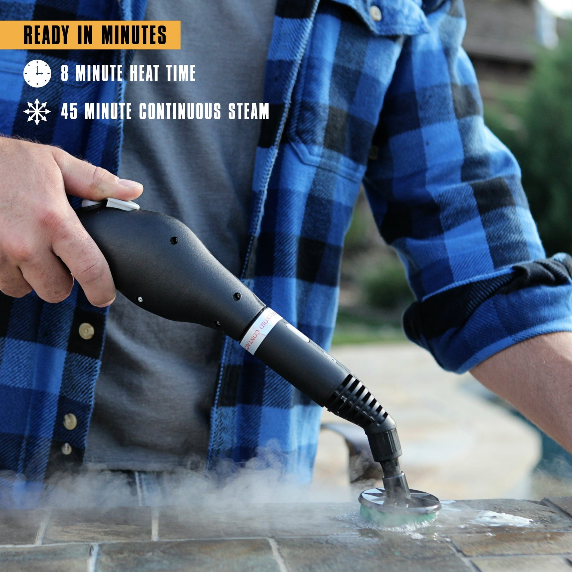 Rebelduck MC1275 Heavy-Duty Steam Cleaner, 45 Minute Runtime, 18 Accessories: Mop Head, Brushes, & More - Built for Home, Tile, Grout, Carpet, Furniture, Car Detailing, & Commercial Deep Cleaning