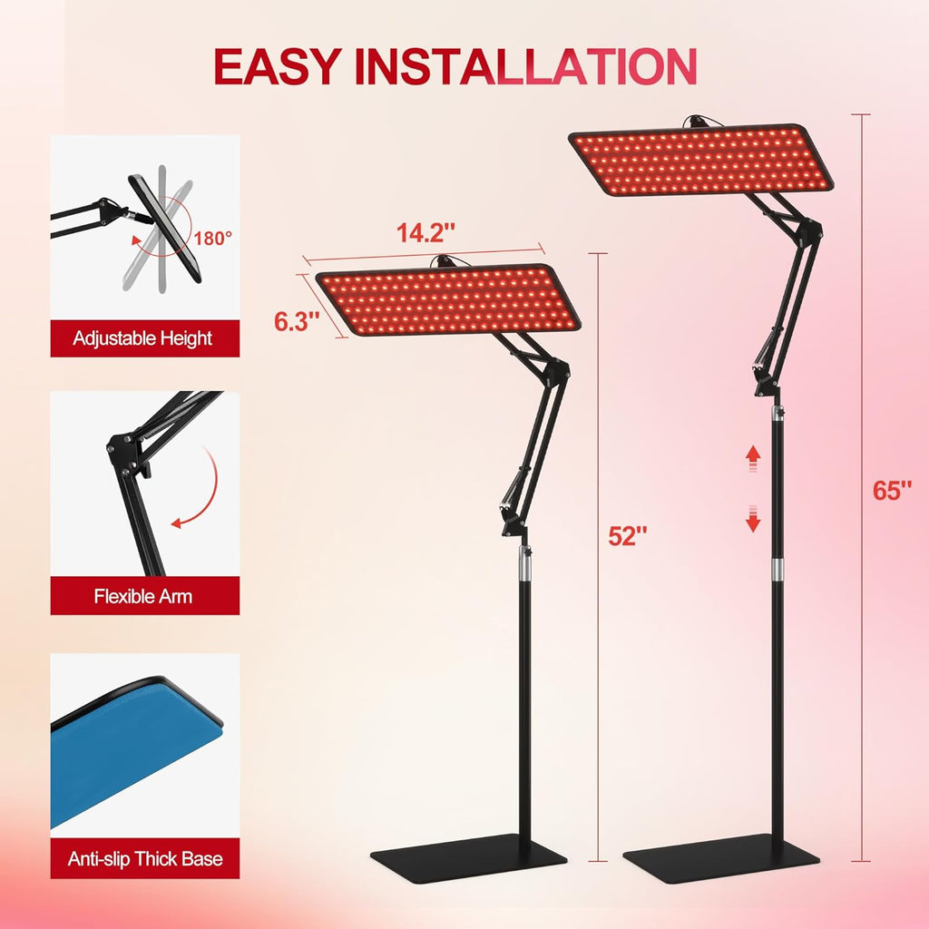 Red Light Therapy for Body Face - Tri-Wavelength (660nm, 850nm, 940nm) LED Infrared Light Therapy Lamp Panel with Adjustable Stand, Protective Glasses for Home Use, Gift for Women Girl, Medium