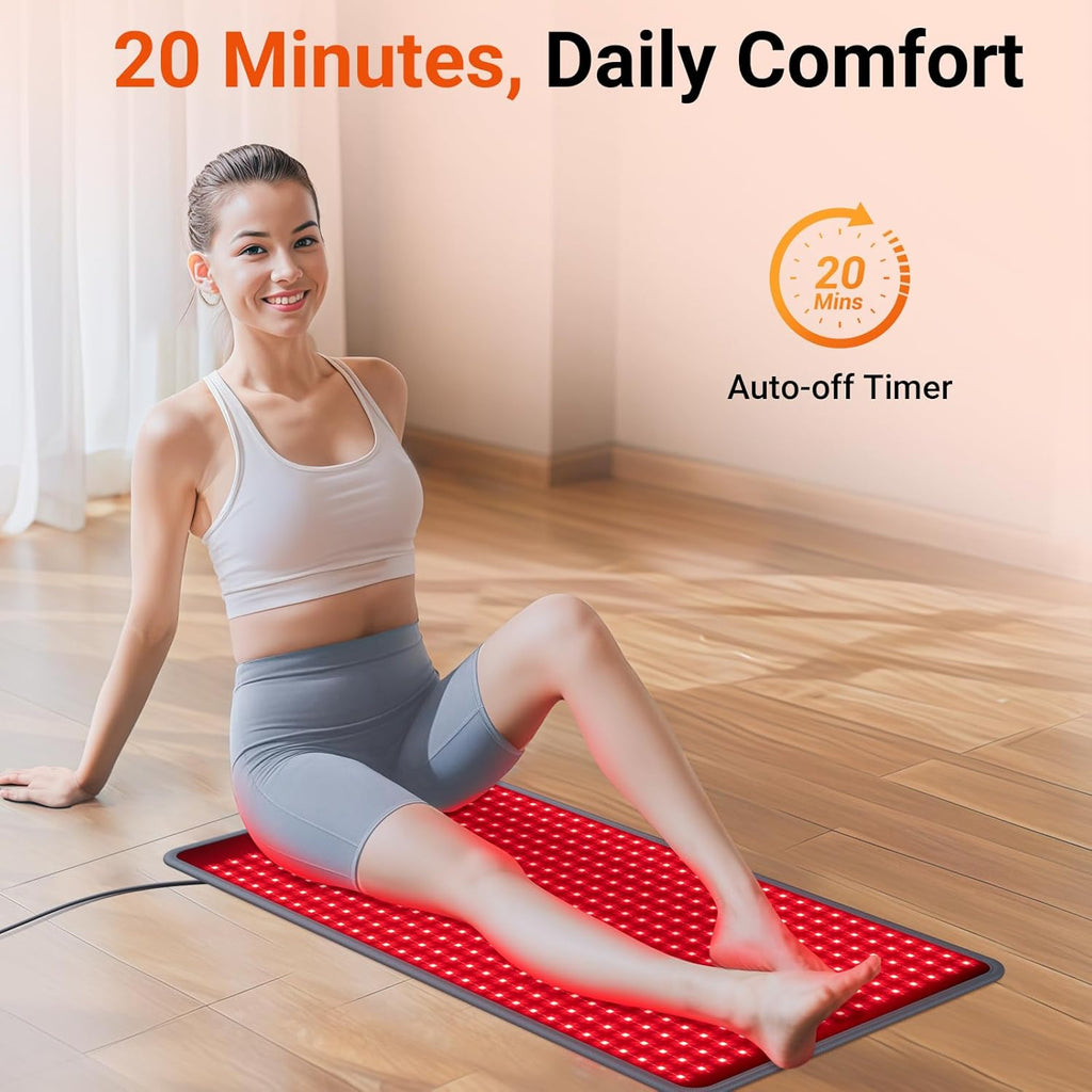 33'' x 17'' Red Light Therapy Mat for Body, 480 LEDs Flexible Near Infrared Light Therapy Pad, 660nm & 850nm Light Blanket for Back Belly Knee Joints Muscle, 65W