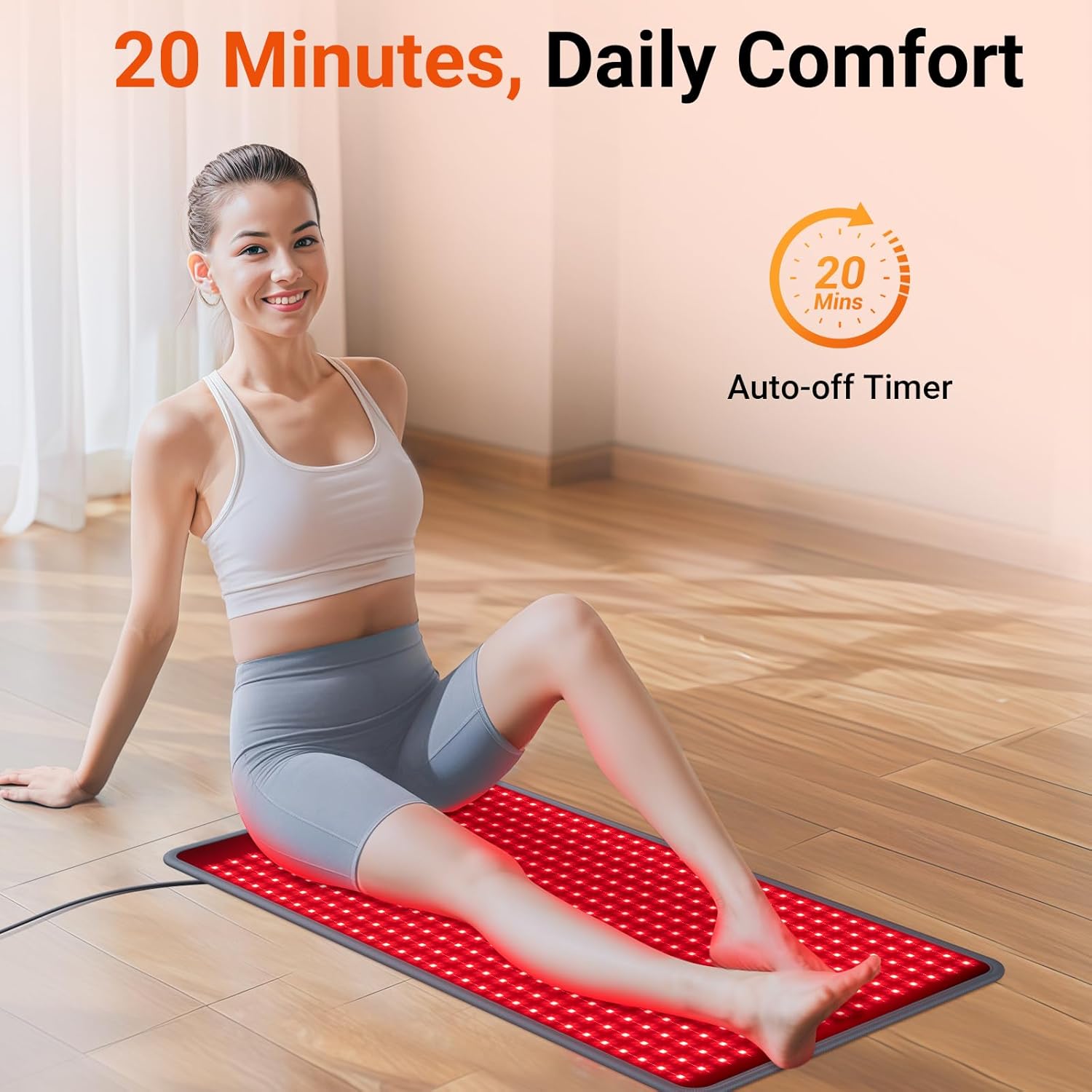 33'' x 17'' Red Light Therapy Mat for Body, 480 LEDs Flexible Near Infrared Light Therapy Pad, 660nm & 850nm Light Blanket for Back Belly Knee Joints Muscle, 65W