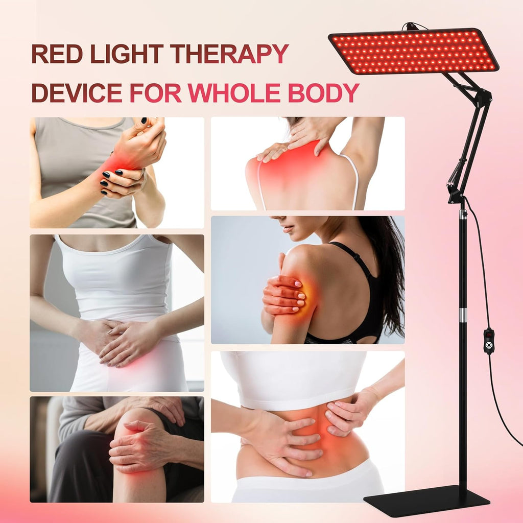 Red Light Therapy for Body Face - Tri-Wavelength (660nm, 850nm, 940nm) LED Infrared Light Therapy Lamp Panel with Adjustable Stand, Protective Glasses for Home Use, Gift for Women Girl, Medium