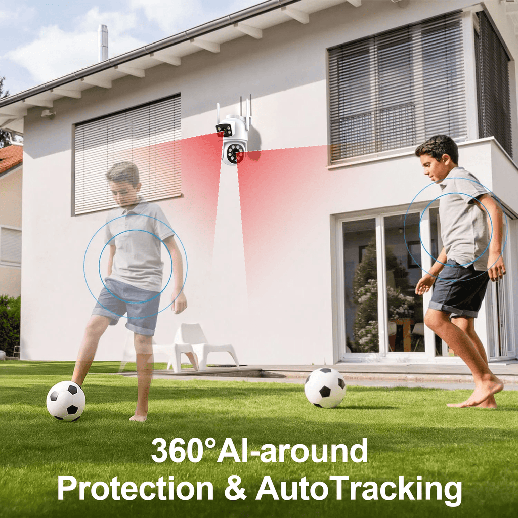 Rebelduck 2Pack 4K Indoor/Outdoor Smart Security Camera, 2.4G&5G WiFi with Night Vision, Dual-Screen Display, 2-Way Talk, Human Detection, Motion Tracking, Cloud & SD Card