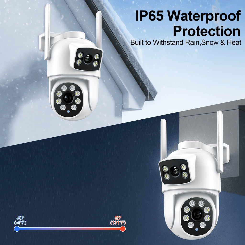 Rebelduck 2Pack 4K Indoor/Outdoor Smart Security Camera, 2.4G&5G WiFi with Night Vision, Dual-Screen Display, 2-Way Talk, Human Detection, Motion Tracking, Cloud & SD Card