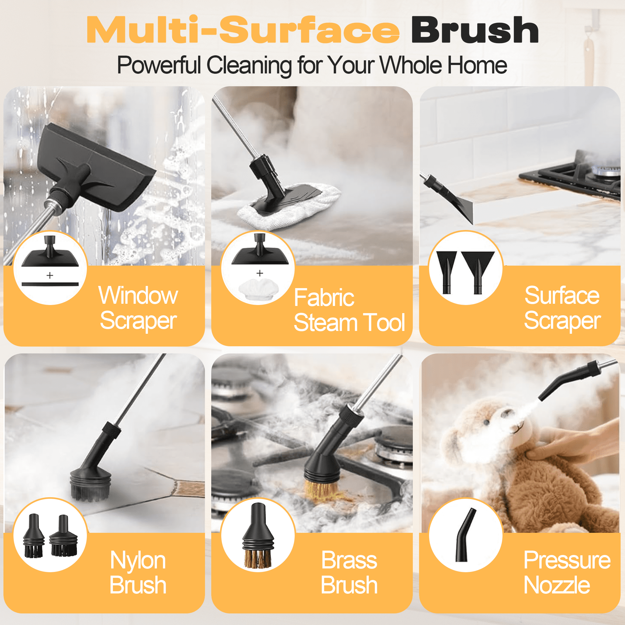 Rebelduck Powerful Steam Cleaner – 15s Heat-Up 2500W Handheld Steamer with 3-Level Adjustable Handle 1.6L Tank & 16 Accessories – Portable Steamer for Home, Car, Grease, Grout, Tile & Upholstery