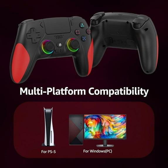 Wireless RGB Controller Compatible with P5/P5 Pro/P5 Slim with Dual Vibration & Six-Axis Sensor