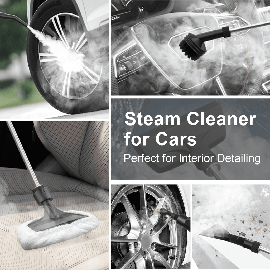 Powerful Steam Cleaner – 15s Heat-Up 2500W Handheld Steamer with 3-Level Adjustable Handle 1.6L Tank & 16 Accessories – Portable Steamer for Home, Car, Grease, Grout, Tile & Upholstery