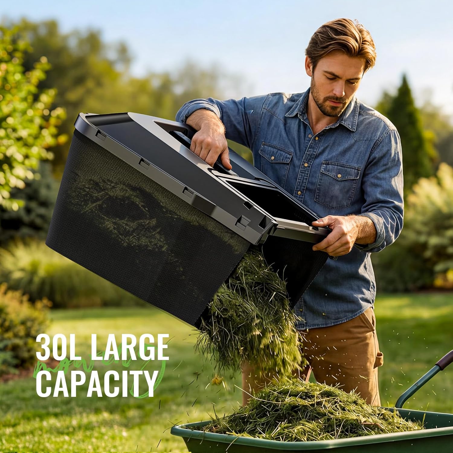 40V Cordless Lawn Mower, Electric Battery Powered 4.0Ah Walk Behind Lawnmower, 13” Cutting Width, 5-Position Height Adjustment, Bagging & Mulching Model, for Garden/Patio/Yark