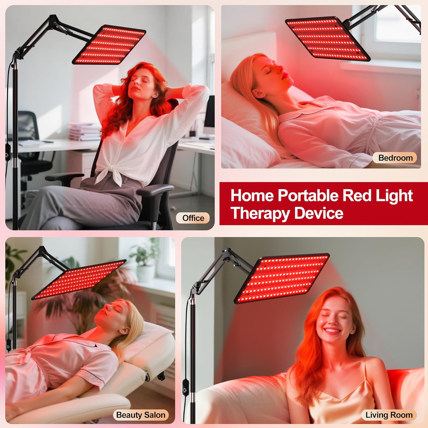 Red Light Therapy for Body Face - Tri-Wavelength (660nm, 850nm, 940nm) LED Infrared Light Therapy Lamp Panel with Adjustable Stand, Protective Glasses for Home Use, Gift for Women Girl, Medium