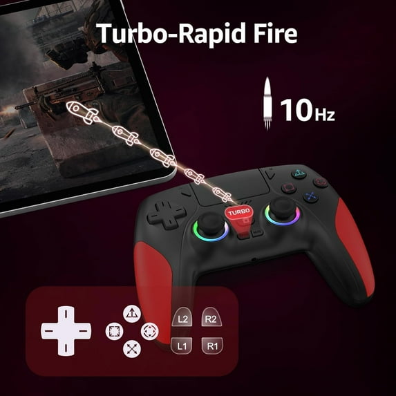 Wireless RGB Controller Compatible with P5/P5 Pro/P5 Slim with Dual Vibration & Six-Axis Sensor