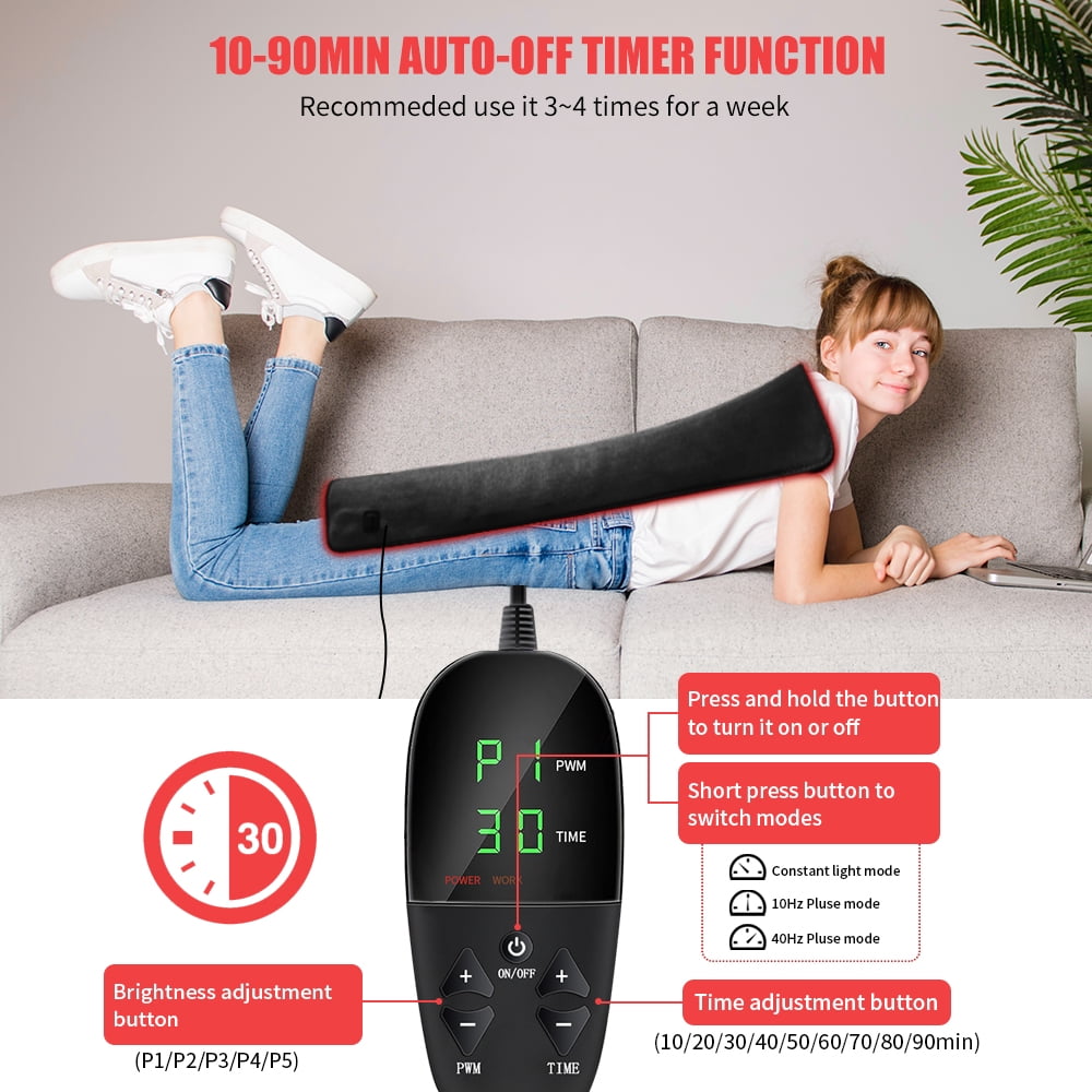 31.5'' X 11.8'' Large LED Red Light Therapy Mat | 660nm Red & 850nm Near Infrared Light Therapy Pad Wearable Wrap for Full Body Daily Care at Home