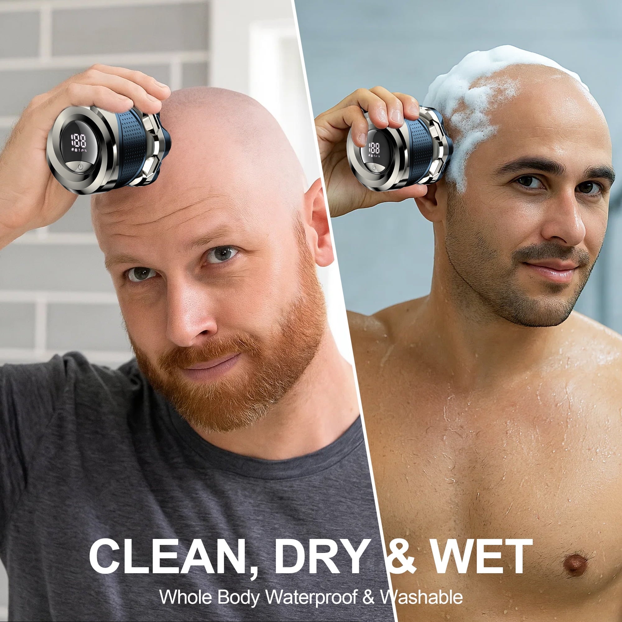 Rebelduck Head Shaver for Bald Men: Electric Bald Razor -IPX7 Wet & Dry Shaving- 7 Floating Heads for Ultimate Comfort - Rechargeable Grooming Kit for Scalp/Face/Beard -Ergonomic Grip