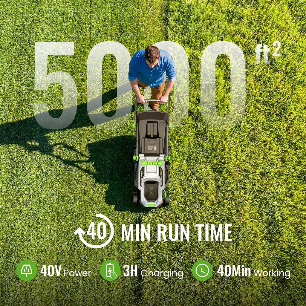 40V Cordless Lawn Mower, Electric Battery Powered 4.0Ah Walk Behind Lawnmower, 13” Cutting Width, 5-Position Height Adjustment, Bagging & Mulching Model, for Garden/Patio/Yark