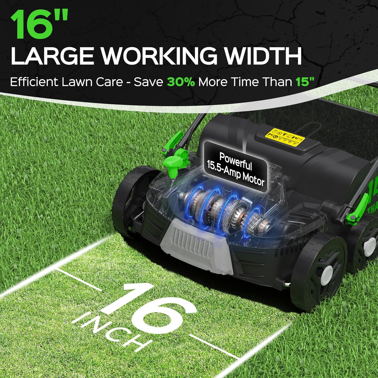 2026 Upgrade 16-Inch 15.5 Amp 2-in-1 Electric Dethatcher and Scarifier with 14.5-Gallon Collection Bag, Lawn Dethatcher with 5-Position Depth Adjustment, Keeps Lawn Healthy - Green