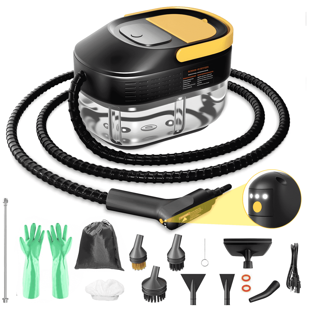 Rebelduck Powerful Steam Cleaner – 15s Heat-Up 2500W Handheld Steamer with 3-Level Adjustable Handle 1.6L Tank & 16 Accessories – Portable Steamer for Home, Car, Grease, Grout, Tile & Upholstery