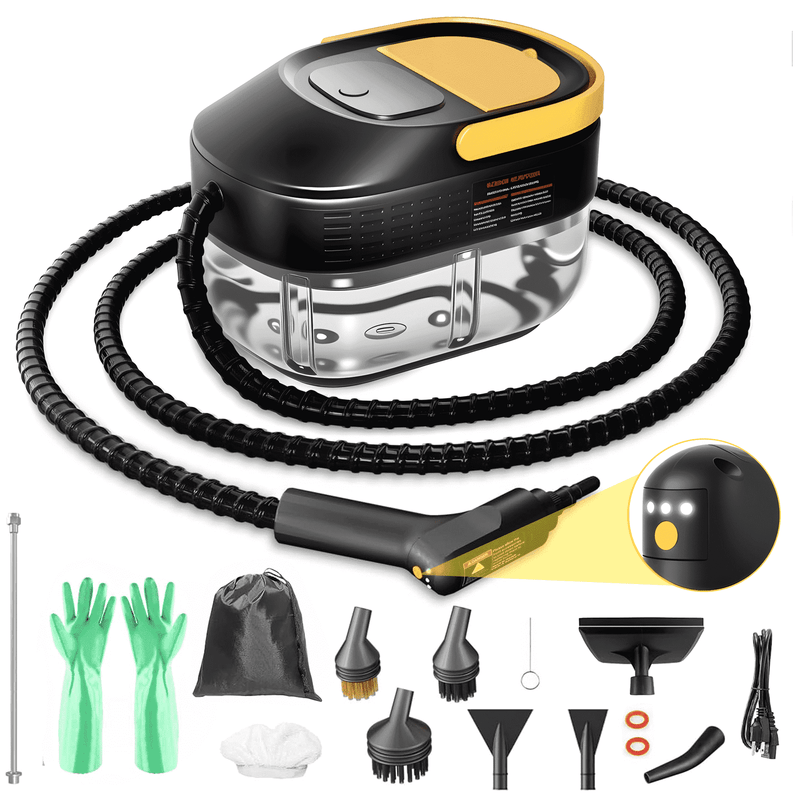 Rebelduck Powerful Steam Cleaner – 15s Heat-Up 2500W Handheld Steamer with 3-Level Adjustable Handle 1.6L Tank & 16 Accessories – Portable Steamer for Home, Car, Grease, Grout, Tile & Upholstery