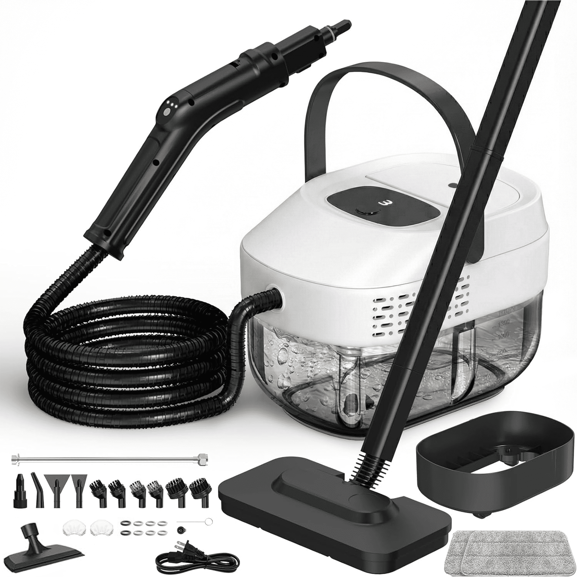 Powerful Steam Cleaner – 15s Heat-Up 2500W Handheld Steamer with 3-Level Adjustable Handle 1.6L Tank & 16 Accessories – Portable Steamer for Home, Car, Grease, Grout, Tile & Upholstery