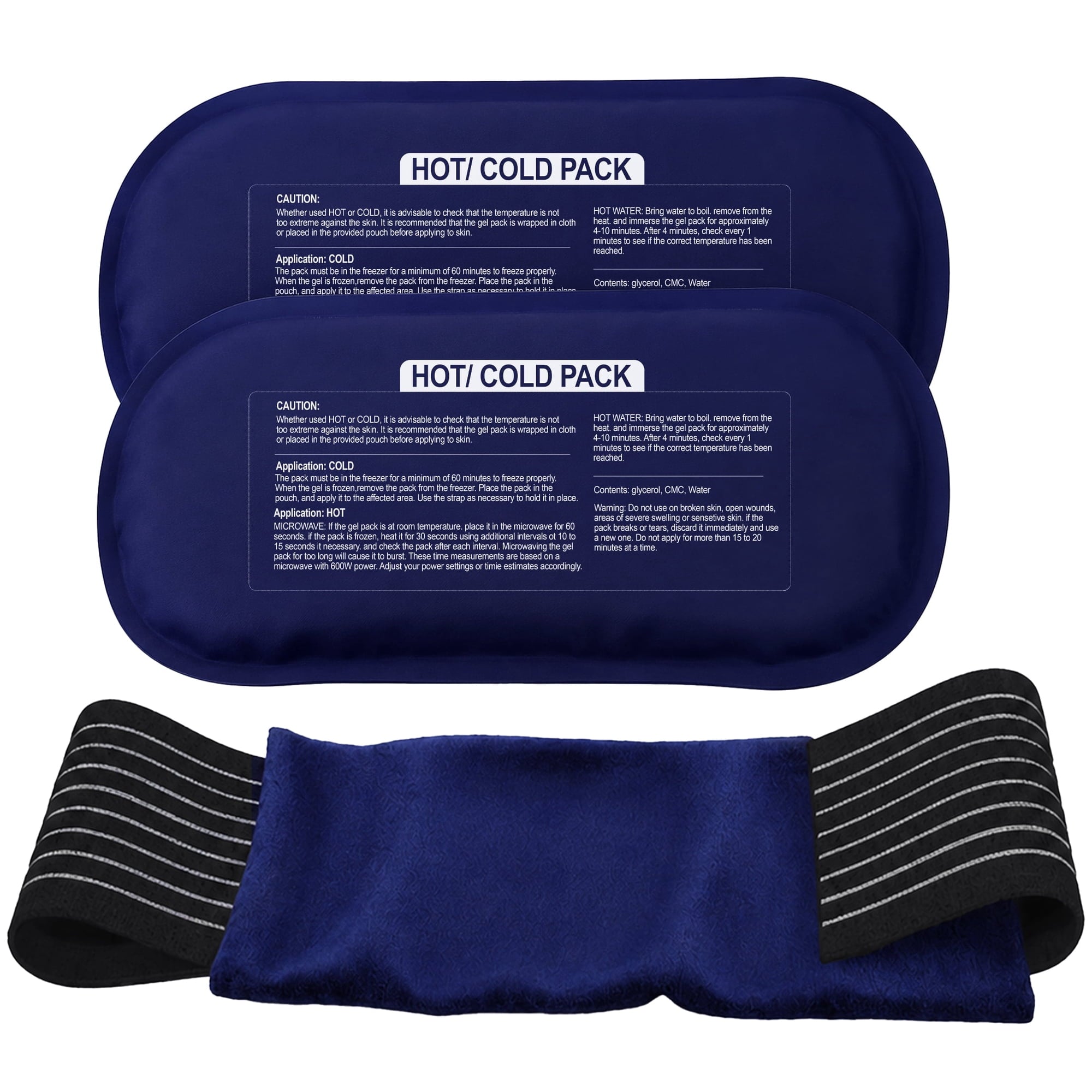Ice Pack (3-Piece Set) – Reusable Hot and Cold Therapy Gel Wrap Support Injury Recovery, Alleviate Joint and Muscle Pain – Rotator Cuff, Knees, Back & More