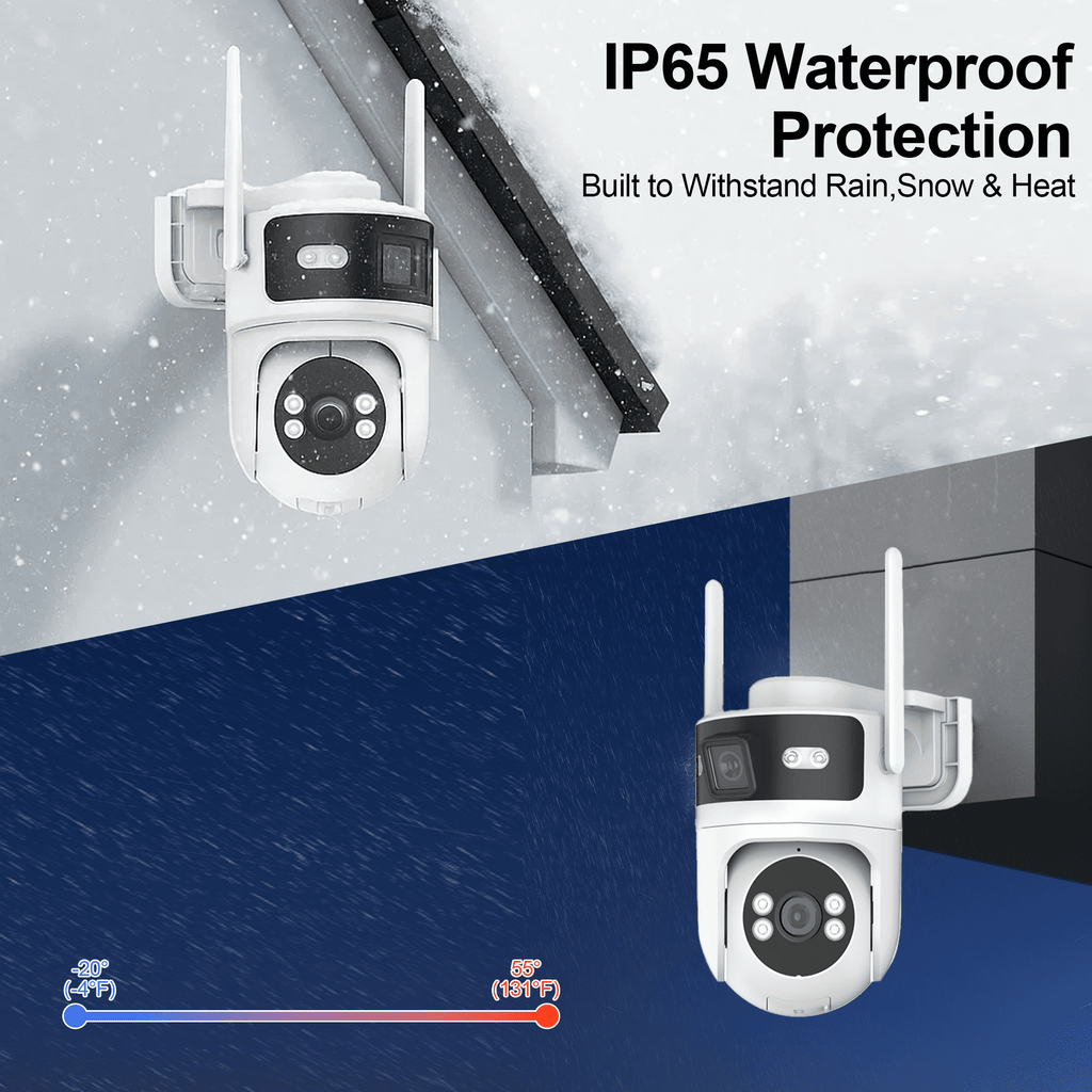 Rebelduck 4K Indoor/Outdoor Smart Security Camera, 2.4G&5G WiFi with Night Vision, Dual-Screen Display, 2-Way Talk, Human Detection, Motion Tracking, Cloud & SD Card