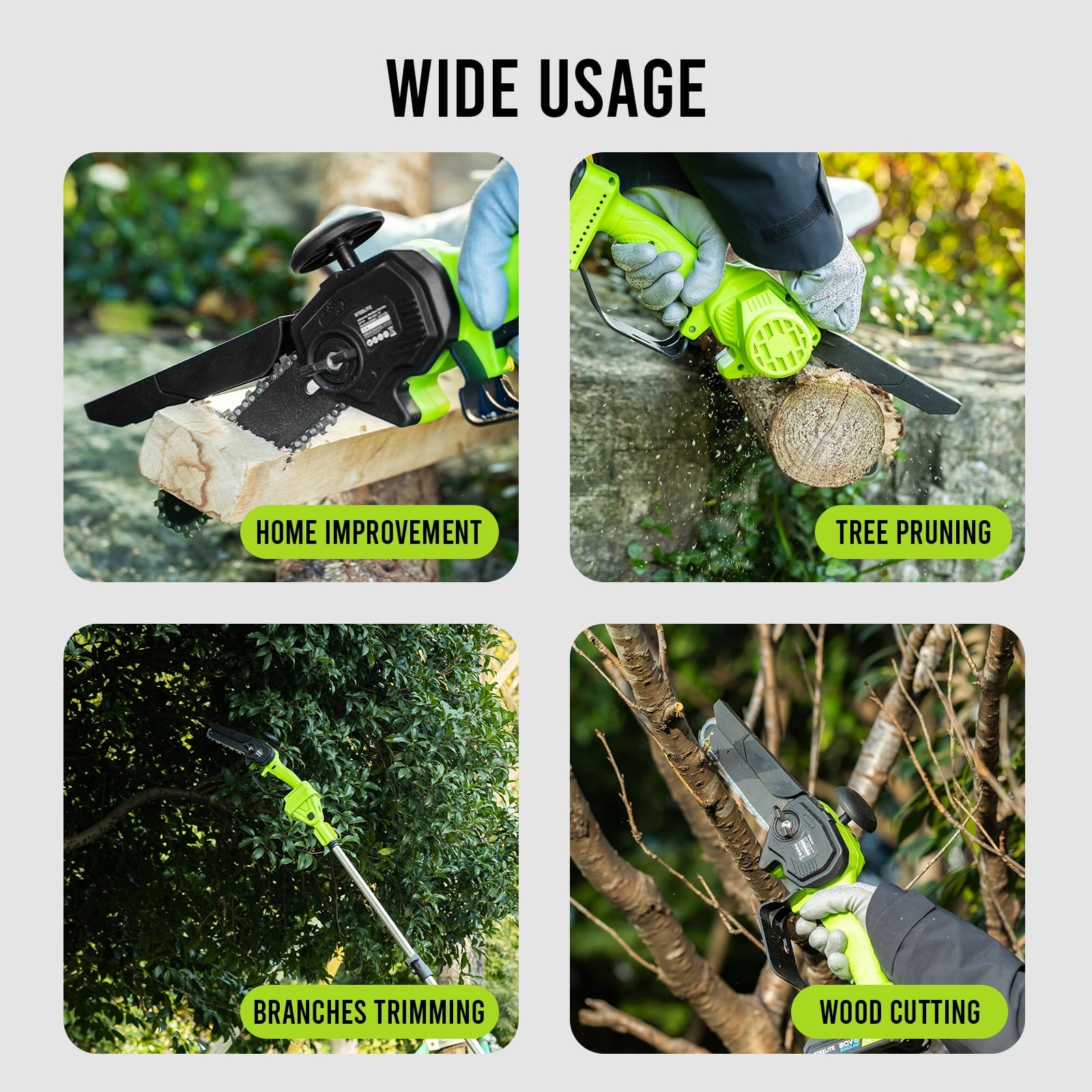 2-in-1 Cordless Pole Saw & 6" Electric Mini Chainsaw,21V 2.0 Ah Battery Powered Brushless Pole Chainsaw ,13 FT Max Reach for Tree Trimming,5.29 lbs Lightweight,with Replacement Chain