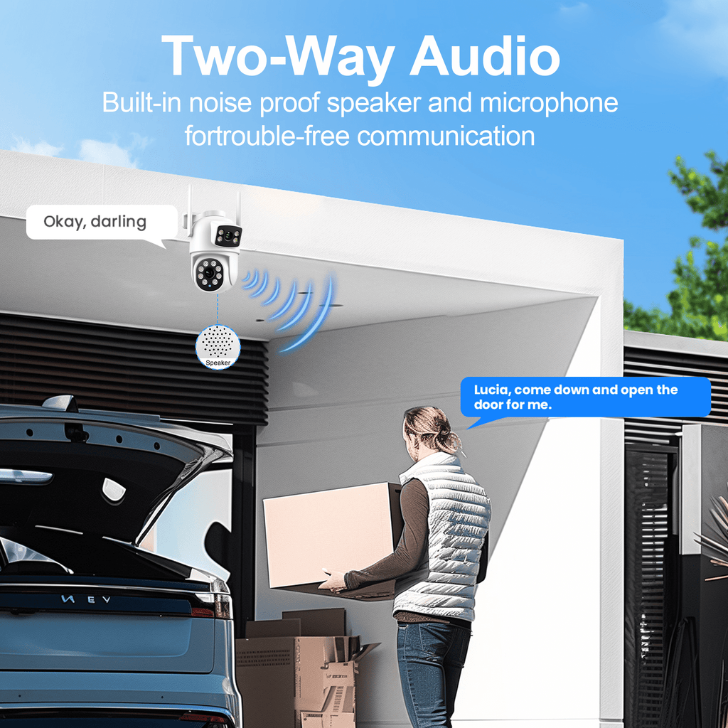 Rebelduck 2Pack 4K Indoor/Outdoor Smart Security Camera, 2.4G&5G WiFi with Night Vision, Dual-Screen Display, 2-Way Talk, Human Detection, Motion Tracking, Cloud & SD Card