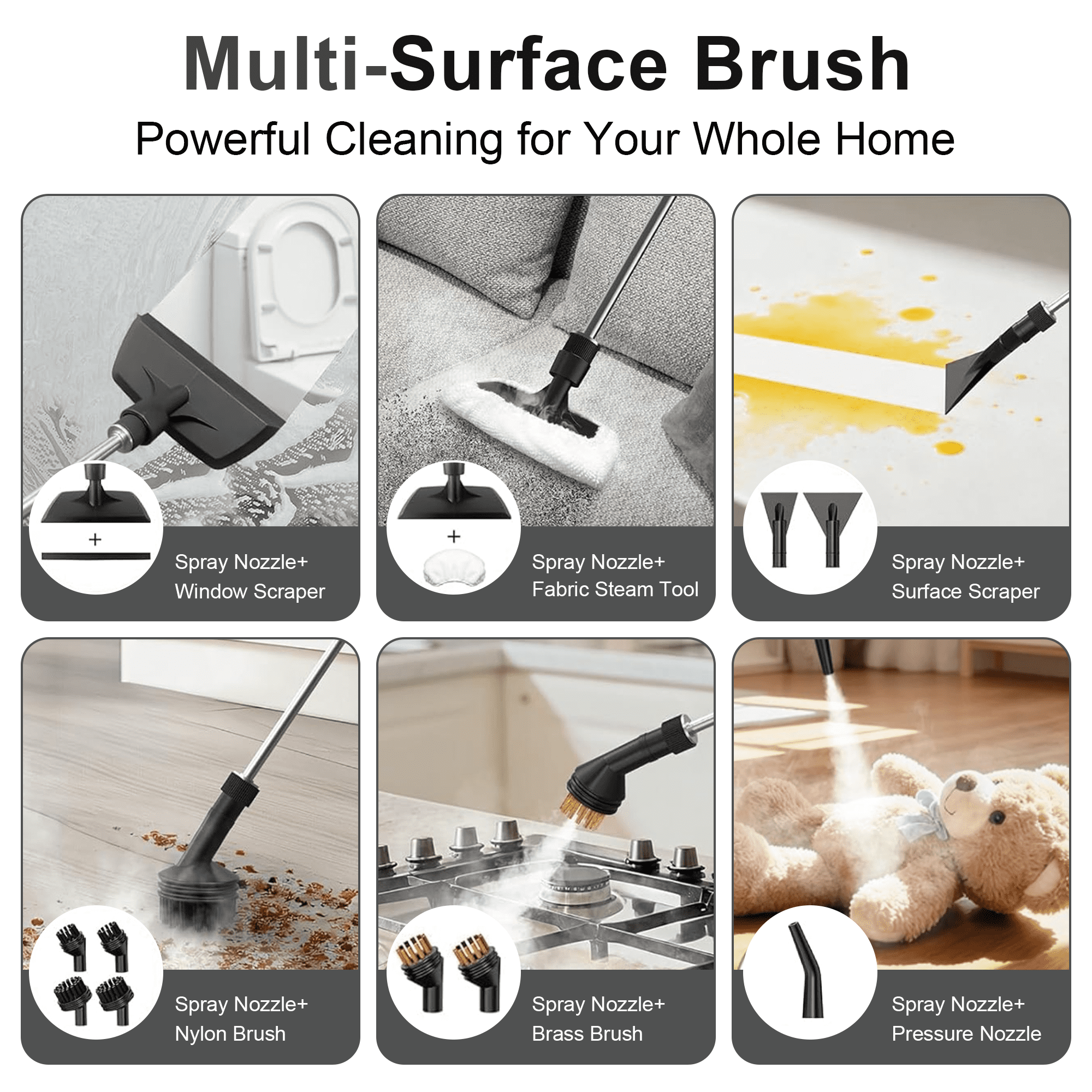 Powerful Steam Cleaner – 15s Heat-Up 2500W Handheld Steamer with 3-Level Adjustable Handle 1.6L Tank & 16 Accessories – Portable Steamer for Home, Car, Grease, Grout, Tile & Upholstery