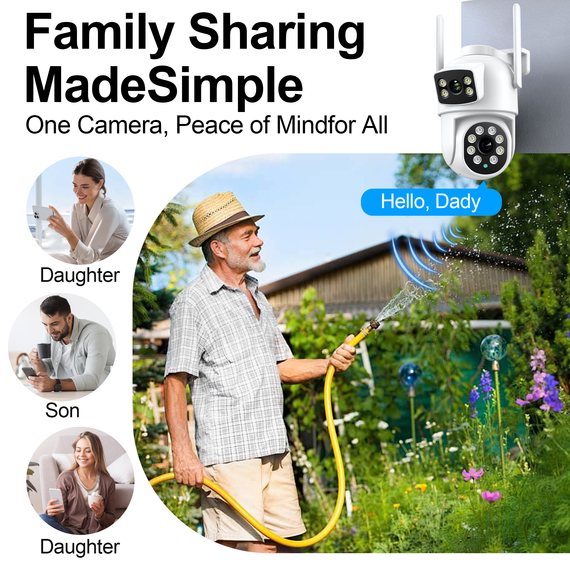 Rebelduck 2Pack 4K Indoor/Outdoor Smart Security Camera, 2.4G&5G WiFi with Night Vision, Dual-Screen Display, 2-Way Talk, Human Detection, Motion Tracking, Cloud & SD Card