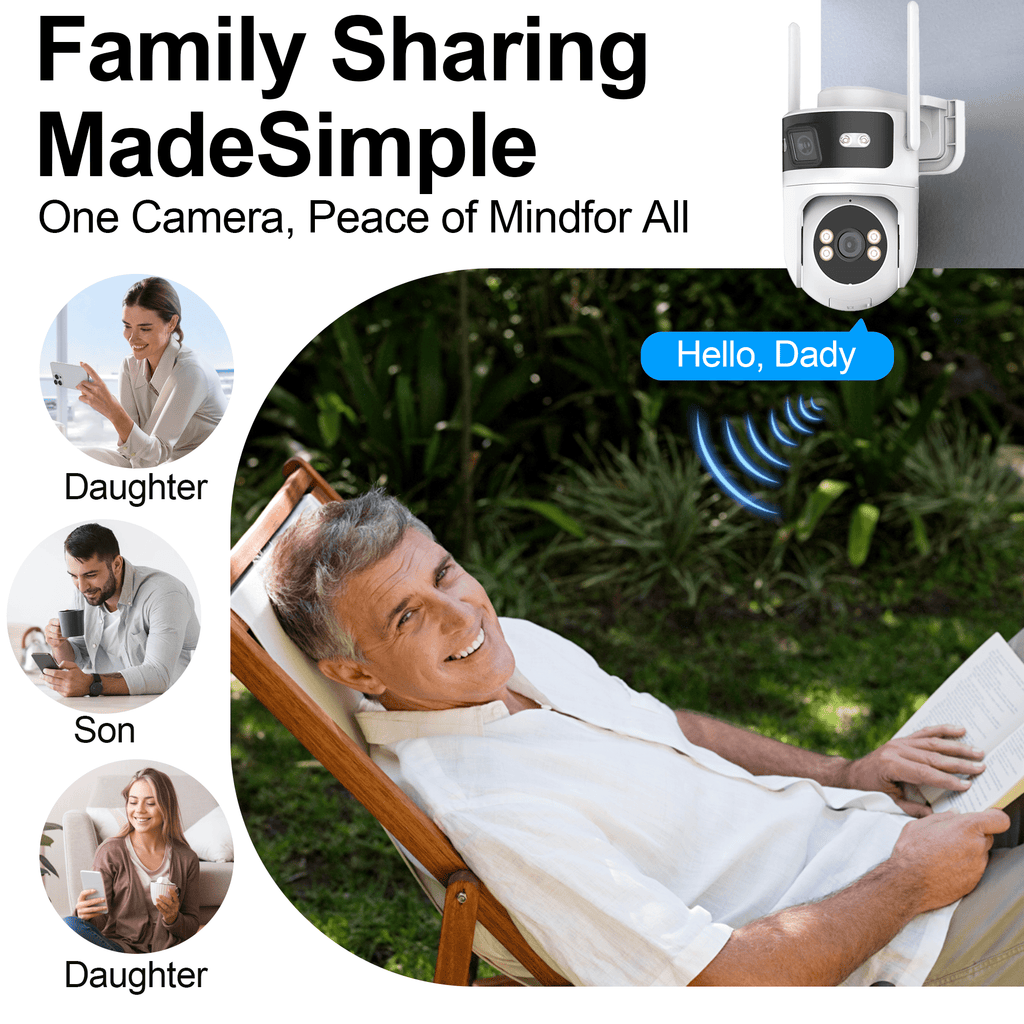 Rebelduck 4K Indoor/Outdoor Smart Security Camera, 2.4G&5G WiFi with Night Vision, Dual-Screen Display, 2-Way Talk, Human Detection, Motion Tracking, Cloud & SD Card