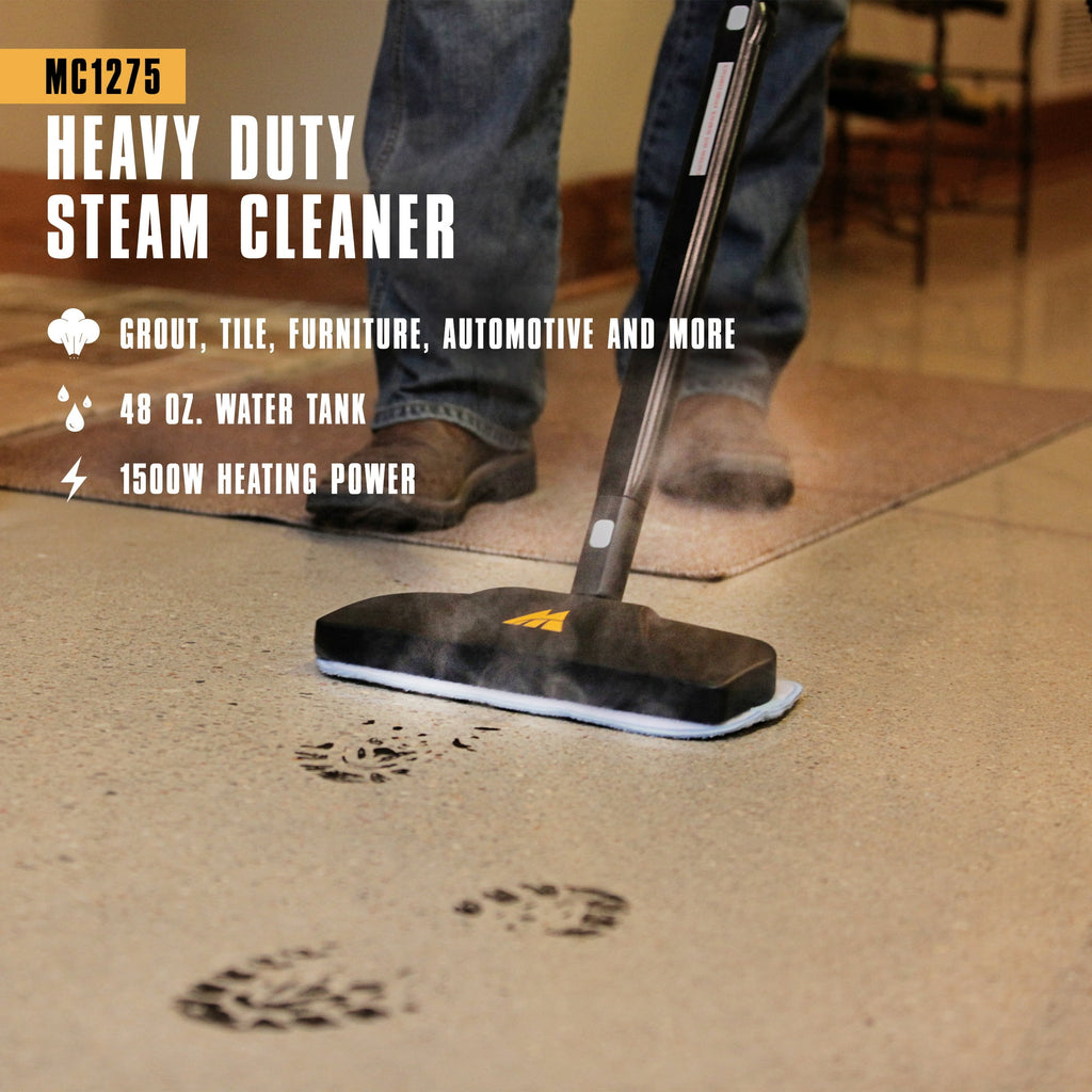 Rebelduck MC1275 Heavy-Duty Steam Cleaner, 45 Minute Runtime, 18 Accessories: Mop Head, Brushes, & More - Built for Home, Tile, Grout, Carpet, Furniture, Car Detailing, & Commercial Deep Cleaning