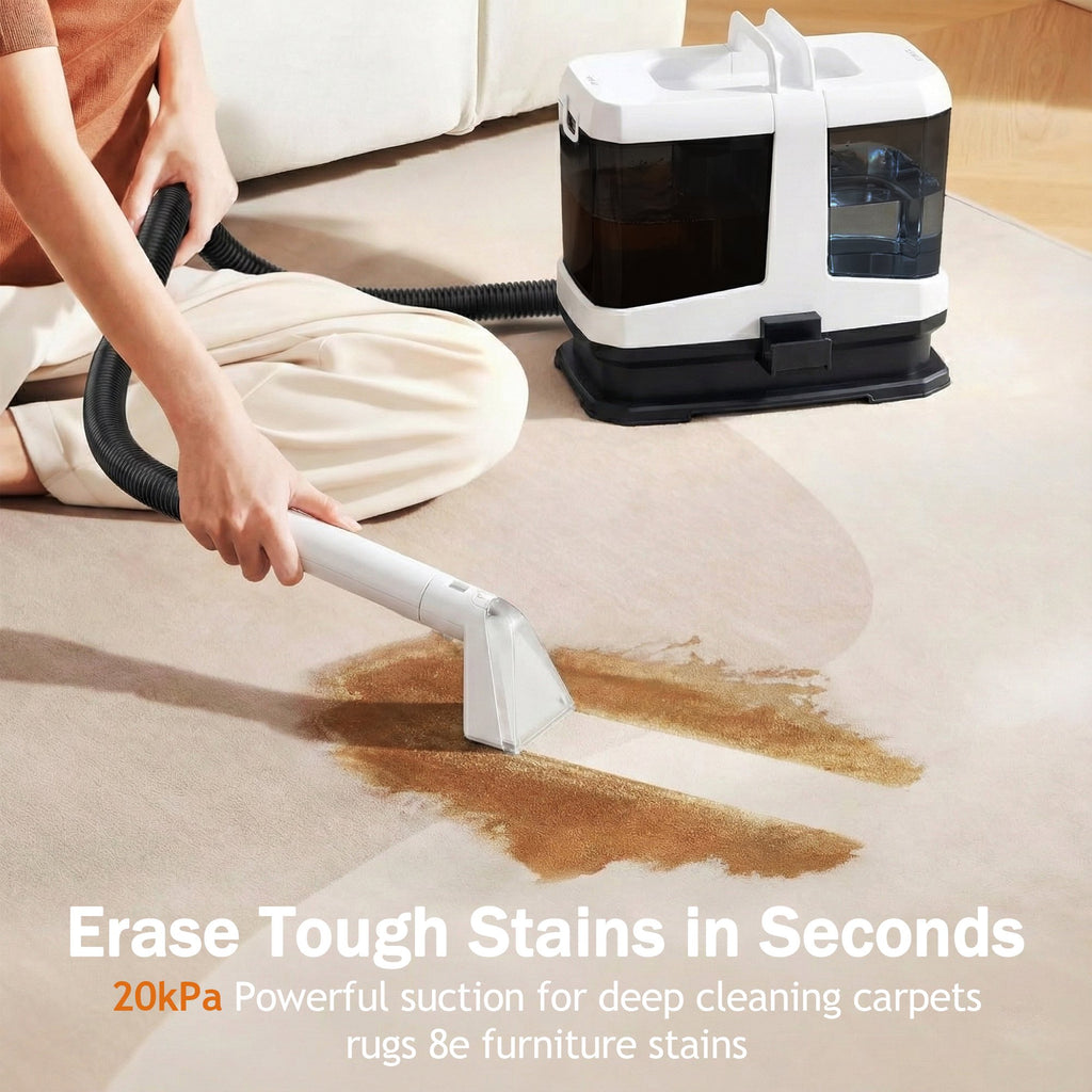 Rebelduck Portable Carpet and Upholstery Spot Cleaner Machine, 20Kpa Powerful Suction Lightweight Compact Design, Deep Clean for Car, Home