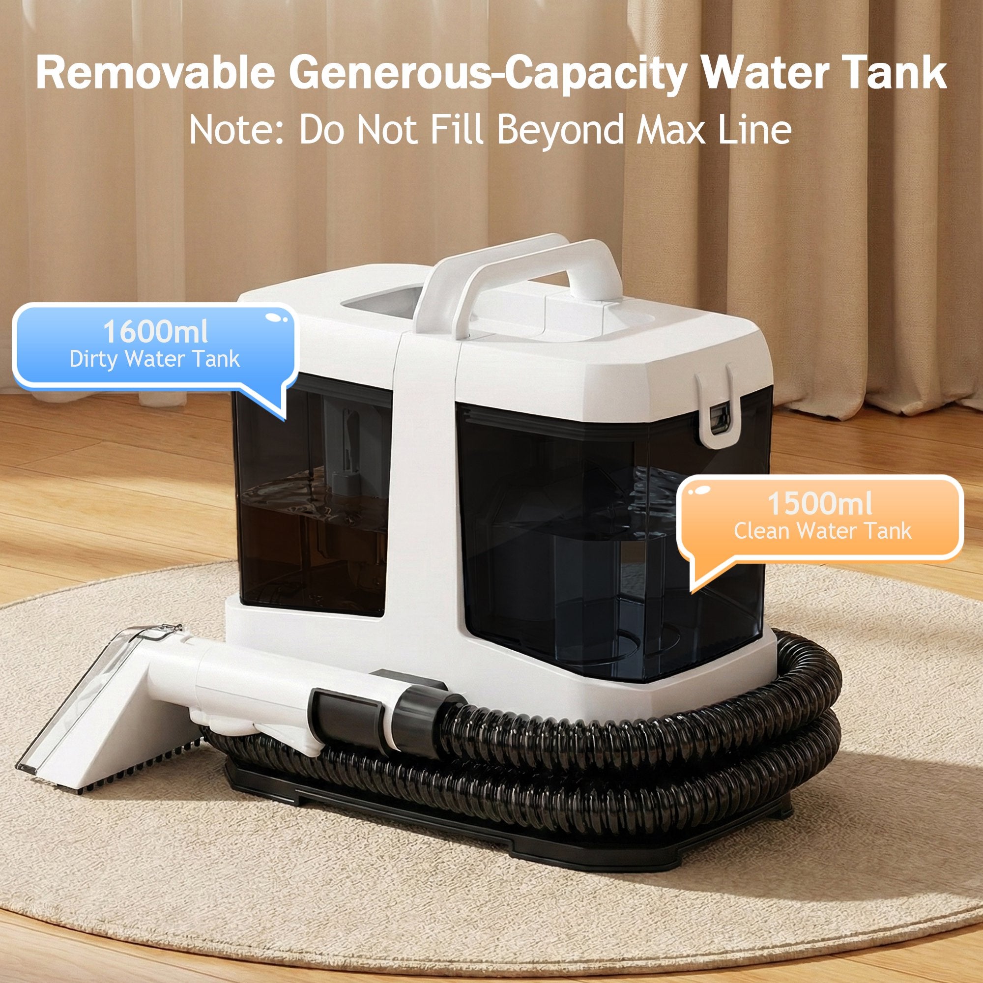 Rebelduck Portable Carpet and Upholstery Spot Cleaner Machine, 20Kpa Powerful Suction Lightweight Compact Design, Deep Clean for Car, Home